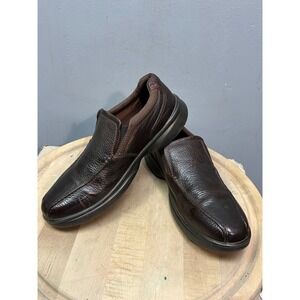 Clarks Collection Brown Leather Slip On Loafer Shoes Mens 11.5 Comfort